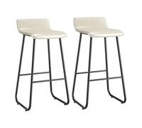 TISTIK Ensemble de 2 tabourets de Bar Hauts, chaises de comptoir de Cuisine Modernes, sans accoudoirs, tabourets de Hauteur de Bar siège rembourré en PU avec Support en métal