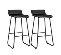 TISTIK Ensemble de 2 tabourets de Bar Hauts, chaises de comptoir de Cuisine Modernes, sans accoudoirs, tabourets de Hauteur de Bar siège rembourré en PU avec Support en métal