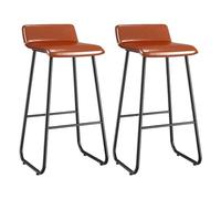 TISTIK Ensemble de 2 tabourets de Bar Hauts, chaises de comptoir de Cuisine Modernes, sans accoudoirs, tabourets de Hauteur de Bar siège rembourré en PU avec Support en métal