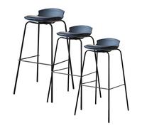 TISTIK Lot de 2/3 tabourets de Bar en Acier au Carbone, 65 cm de Haut, Noirs, avec Coussin en Cuir Microfibre, tabourets Hauts, Charge 200 kg, pour îlot de Cuisine, Salle à Manger