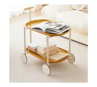 TISTIK Table d'appoint mobile à 2 niveaux avec roulettes, table basse moderne et créative avec chariot de rangement, petite table d'appoint empilable pour salon, chambre à coucher, bureau