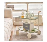 TISTIK Table d'appoint mobile à 2 niveaux avec roulettes, table basse moderne et créative avec chariot de rangement, petite table d'appoint empilable pour salon, chambre à coucher, bureau