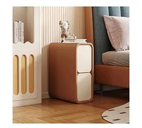TISTIK Table de chevet étroite avec 2 tiroirs en cuir microfibre - Table de chevet minimaliste pour canapé - Table d'appoint pour petits espaces - Meubles de chambre à coucher