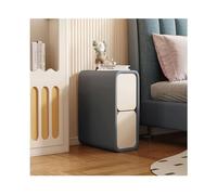 TISTIK Table de chevet étroite avec 2 tiroirs en cuir microfibre - Table de chevet minimaliste pour canapé - Table d'appoint pour petits espaces - Meubles de chambre à coucher