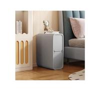 TISTIK Table de chevet étroite avec 2 tiroirs en cuir microfibre - Table de chevet minimaliste pour canapé - Table d'appoint pour petits espaces - Meubles de chambre à coucher
