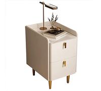 TISTIK Table de chevet minimaliste étroite avec 2 tiroirs en cuir microfibre moderne du milieu du siècle Table de chevet fine Mode casier pour petits espaces