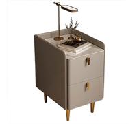 TISTIK Table de chevet minimaliste étroite avec 2 tiroirs en cuir microfibre moderne du milieu du siècle Table de chevet fine Mode casier pour petits espaces