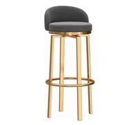TISTIK Tabouret de Bar de comptoir de 65 cm avec Dossier et Repose-Pieds, pivotant à 360°, Hauteur dorée, Chaise Ronde Moderne pour Petit-déjeuner, Salle à Manger, Pieds en métal