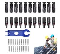 Tisujune Connecteurs de Câble Solaire - Connecteurs MC4 pour Panneaux Solaires Lot de 10 Paires - Kit de Câblage avec Outils de Sertissage Mâle/Femelle pour Installation Photovoltaïque au Sol en