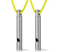 TISUR Sifflet d'urgence en Titane, 120 DB avec Cordon, Petit sifflet de Survie en Plein air pour sauver des Vies, randonnée, Dressage d'animaux domestiques, Sports d'entraîneur (Gris, 2 pièces)