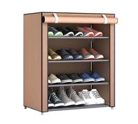 TITA-DONG Étagère à Chaussures, Meuble de Rangement pour Chaussures avec Housse en Tissu Anti-poussière, Grande étagère à Chaussures Organisateur de Rangement pour(Café à 5 grilles de Niveau 4)