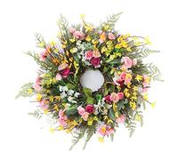 TITA-DONG Grande Couronne de Fleurs Artificielles pour Porte D'entrée, Couronne de Porte D'entrée de 23,6 Pouces, Couronne Colorée de Printemps et D'été, Couronne à Suspendre Décorative pour(Coloré)