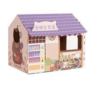TITA-DONG Maison en Carton pour Chat, Boîte à Gratter pour Chat, Maison de Jeu pour Chat Réversible, Jouet à Gratter en Carton Ondulé Recyclable.(Épicerie)