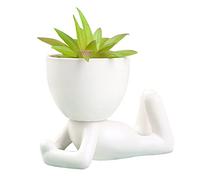 TITA-DONG Pots de Plantes Succulentes en Céramique, Petits Pots de Fleurs Créatifs en Forme D'humain, Petits Pots de Fleurs, Pots de Fleurs, Jolis Pots en Céramique Blanche, Petits Pots de Plantes(#3)