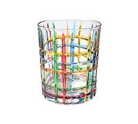 TITA-DONG Verres à Whisky Peints à la Main, Verres à Boire Colorés Créatifs, Verres à Vin Uniques, Verres à Boire en Verre à L'ancienne Soufflés à la Main pour Scotch Rum Bourbon(bande/2pcs)