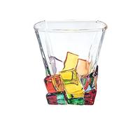 TITA-DONG Verres à Whisky Peints à la Main, Verres à Boire Colorés Créatifs, Verres à Vin Uniques, Verres à Boire en Verre à L'ancienne Soufflés à la Main pour Scotch Rum Bourbon(Glace)