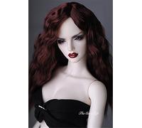Tita-Doremi BJD Poupée Perruque Ball-Jointed Doll 1/3 8-9 inch 22-24cm Pullip Wig SD DOD DD MSD Wine Red Mohair Perruque Cheveux Toy Head (Perruque Seulement,Pas Une poupée)