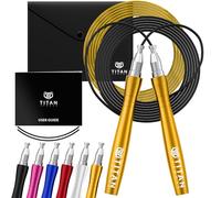 Titan Armour® Corde à sauter autobloquante et réglable de qualité supérieure pour adulte | 2 cordes en acier, protection de câble et étui de voyage | Corde à sauter professionnelle : fitness,