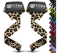 Titan Armour® Sangles d'haltérophilie | Sangles d'haltérophilie extra longues rembourrées en néoprène | Soulevés de terre | Option gel antidérapant | Accessoires de gym pour homme et femme (léopard