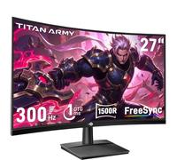 TITAN ARMY 27 Pouces incurvé Ecran PC Gamer, 300Hz 280hz 240hz, 1ms MPRT Full HD 1500R Fast VA Moniteur, FreeSync Premium (1920x1080), HDR10, VESA 100x100, HDMI 2.0 & DisplayPort 1.4, C27A1H