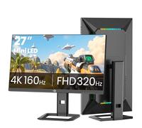 TITAN ARMY Mini LED Ecran PC Gamer 27 Pouces, 4K 160Hz& FHD 320Hz, HDR1000 153% sRGB DeltaE<2 10Bit, HDMI2.1 DP 1.4 Type-C Speaker, P275MV Plus