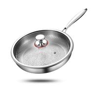 Titan Pfanne, Titan Pfanne Unbeschichtet, Poêle martelée en titane Pro mit Deckel, anti-haft Titanpfanne 26/28/30 cm pour la cuisine, ensemble de casseroles et poêles multifonctionnelles (Mit Deckel