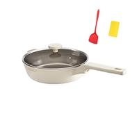 Titan Poêle à induction universelle avec couvercle en verre : 24-30 cm - Pour cuisson rapide, facile à nettoyer (28 cm)