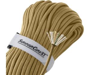 Titan Survival Paracorde de Survie brevetée de 453,6 kg - Fabriquée aux États-Unis - Cordon de Style Militaire 750 avec Allume-feu, Ligne de pêche et brins en Kevlar - Cordon de Camping Robuste