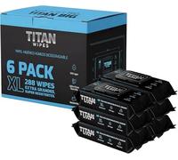 TITAN WIPES Papier toilette humide biodégradable XL 18 x 18 cm, lot de 6 x 48 feuilles (288), 99% eau, aloe vera + vitamine E, sans alcool, jetable au WC lingettes