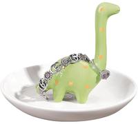 Titanape Plat Porte-Bagues Dinosaure Vert, Cadeaux Dinosaure Porte-Bagues pour Bagues Boucles d'Oreilles Bracelets Collier Organisateur, Cadeaux d'Anniversaire Fête des Mères Thanksgiving Noël pour