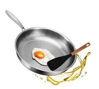 Titancore Titanium Poêle martelée Pro avec couvercle, 25,4 cm/27,9 cm/30,5 cm, ultra durable, antiadhésive, résistante aux rayures, multifonctionnelle sans revêtement, chauffage uniforme (sans