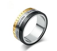 Titane Acier Chiffres Romains Calendrier Bague Hommes Temps Bijoux