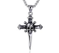 Titane Acier Gothique crâne Croix épée Hommes Collier Pendentif Punk pour Petit ami mâle Hip hop fête Bijoux créativité Cadeau