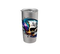 Titane Flamme Design Punk Rock Metal Rock Gothique Biker Gobelet isotherme en acier inoxydable double paroi
