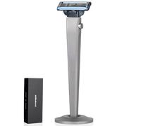 Titaner Manche de rasoir en titane à 3 couches avec bouton de libération rapide, compatible avec les lames Mach3, antirouille et léger, comprend un support rond (gris)