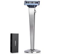 Titaner Manche de rasoir en titane à 3 couches avec bouton de libération rapide, compatible avec les lames Mach3, antirouille et léger, comprend un support rond (argent)