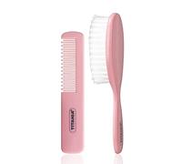 TITANIA Ensemble cheveux bébé (2 pièces) • Peigne et brosse pour bébé • Kit de soin cheveux bébé • Set brosse bébé • Trousseau bébé • Cadeau pour bébé et tout-petit • Ensemble soin bébé rose