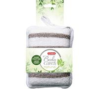 Titania Éponge de massage de bain en chanvre et sisal Blanc et beige rayé carré
