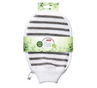 Titania Gant de massage en chanvre et éponge rayé blanc et beige