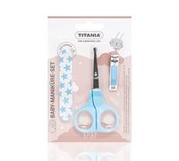 TITANIA Kit de manucure pour bébé (3 pièces) • Ciseaux à ongles pour bébé, coupe-ongles et lime à ongles pour bébé • Kit de soin pour bébé • Kit de soins pour bébés • Kit de soin pour bébé Bleu