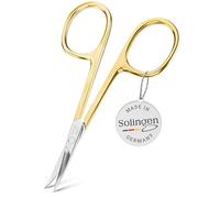 TITANIA Solingen Ciseaux à cuticules à pointe fine (plaqué or, 9,5 cm) • Ciseaux à cuticules Solingen • Ciseaux à cuticules professionnels en acier au carbone • Fabriqués en Allemagne