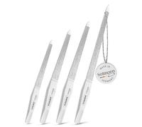TITANIA® Solingen Lot de 4 limes à ongles saphir - Limes professionnelles (12/15/17/20 cm) avec manche blanc - Lime à ongles pour ongles naturels - Accessoires manucure et pédicure de haute qualité