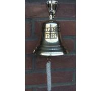 Titanic Cloche murale en laiton Cloche de porte Cloche de bateau 30 cm avec corde Nouveau Maritim
