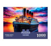 Titanic Ship Sunset Pièces en Carton Épais Et Solides Parfait pour Améliorer La Concentration, La Patience Et La Pensée Logique Pendant Le Temps Libre 52x38cm/1000pcs