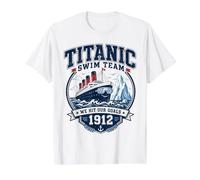 Titanic Swim Team 1912 Deep Dive Champion Parodie T-Shirt Graphique avec Valeur, Homme, Blanc, L