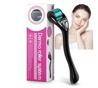 Titanium 540 Derma Roller à barbe pour cheveux, peau et visage 540 0,25 mm Poignée noire + rouleau bleu