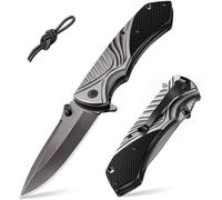 Titanium Coated Folding Knife,3cr13 Stainless Steel Pocket Knife With Window Breaker,Quick Release Survival Knife With Pocket Clip For Camping,Edc Gift Men