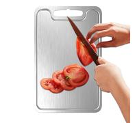 Titanium Cutting Board - 13 Inch Large Sided Chopping for Safe Meal Prep, Scratch Resistant with Easy Clean Function, Metal Kitchen Board for Home Camping Bbq Restaurant, Silver Gray, Gift Ready Box