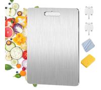 Titanium Cutting Board, Planche a Decouper Titane,Planche à découper en acier inoxydable avec trou de préhension, planche de cuisine antibactérienne,facile à nettoyer (39 * 28cm(15.35 * 11.02in))