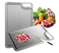 Titanium Cutting Board, Pure Titanium Chopping Board for Kitchen, Non-Porous Metal Cutting Board, Dishwasher Safe, Heat-Resistant, Double Sided for Meat, Vegetable, Fruit and Fish (29 x 20 x 0.3cm)